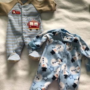 Preemie Boy Fleece Sleepers